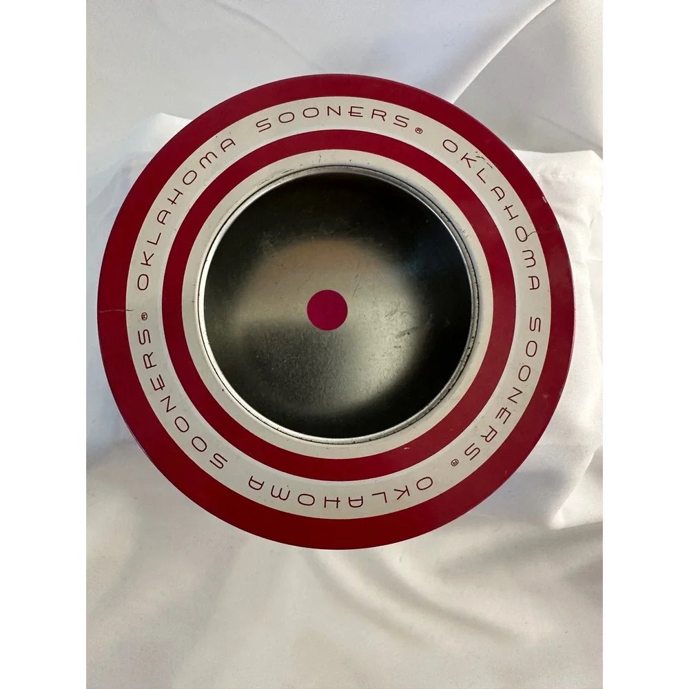 Oklahoma Sooners Tin Container Round Storage Box Collectible Decor‎